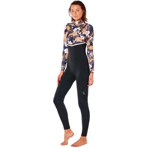 2022 Rip Curl Womens E-Bomb 4/3mm Zip Free Wetsuit WSM9BG - Black / Gold